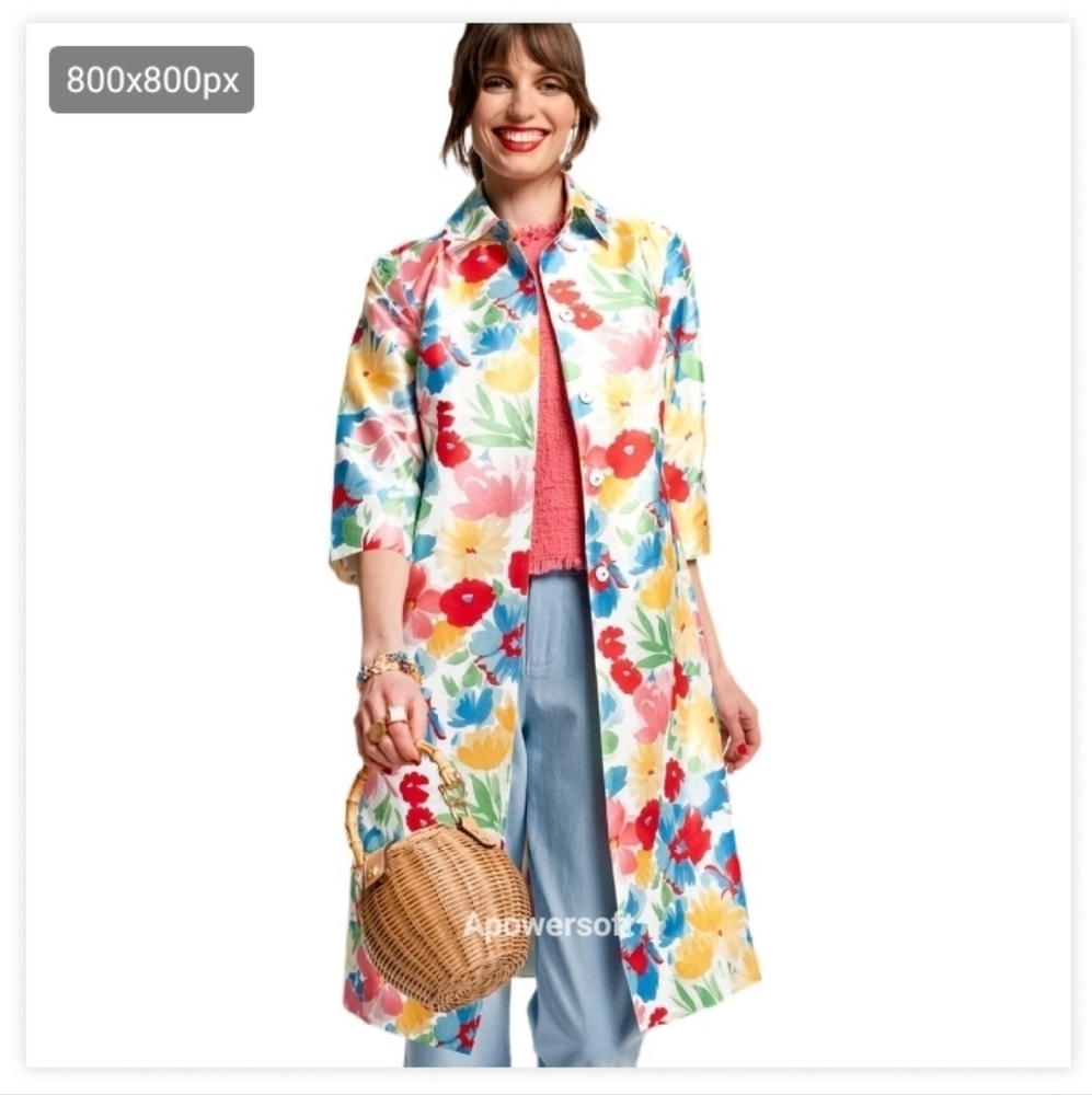 Harvey Bernard Floral light trench coat size 10